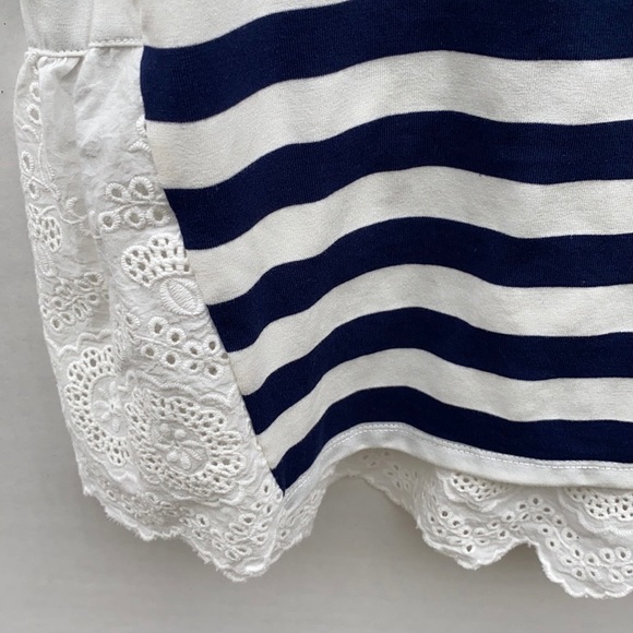 NWT Skies Are Blue Womens Small blue white striped Michelle eyelet top top tee - Picture 5 of 8